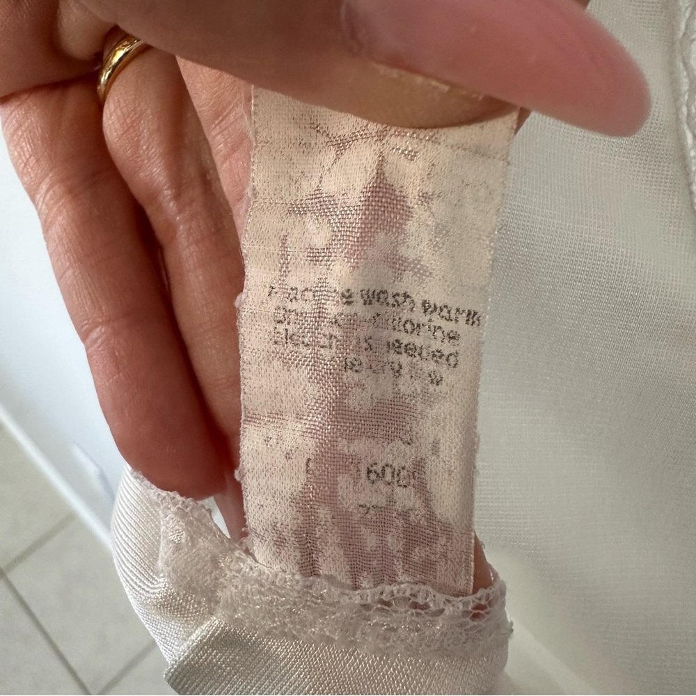 Vintage Sears Nylon Lace Slip Dress in White Made in USA Paper Tag, L - Picture 6 of 9